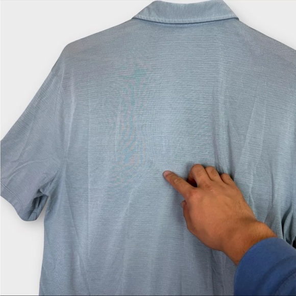 Lululemon Evolution Polo Shirt Mens Size L Blue Performance Wicking - Picture 11 of 11